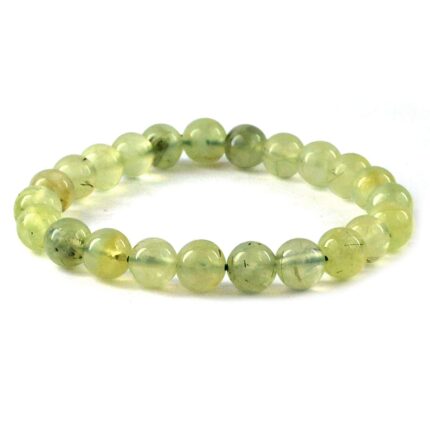 Prehnite / Epidote Natural Healing Crystal Bracelet - 8mm Round Beads - Beaded Bracelet