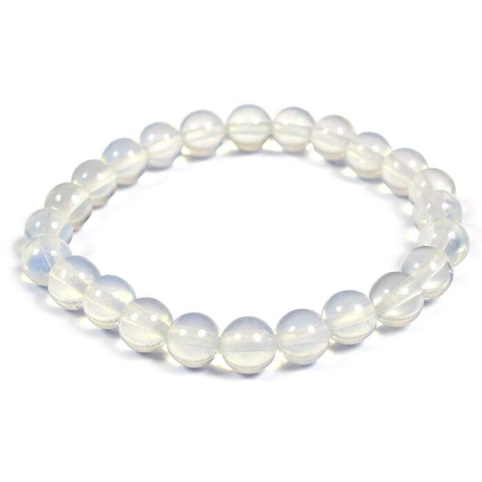   Opalite Natural Healing Crystal Bracelet - 8mm Round Beads - Beaded Bracelet