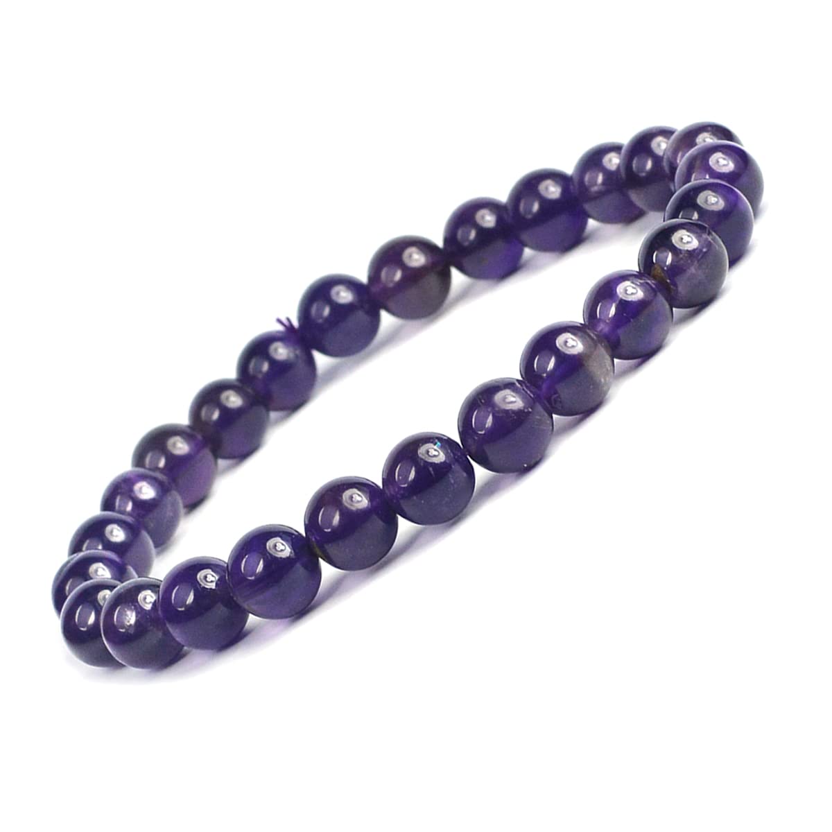 Amethyst Natural Healing Crystal Bracelet - 8mm Round Beads - Beaded Bracelet