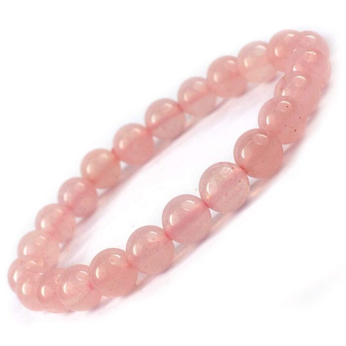 Rose Quartz Natural Healing Crystal Bracelet - 8mm Round Beads - Beaded Bracelet