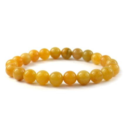 Golden Quartz Healing Crystal Bracelet - 8mm Round Beads - Beaded Bracelet