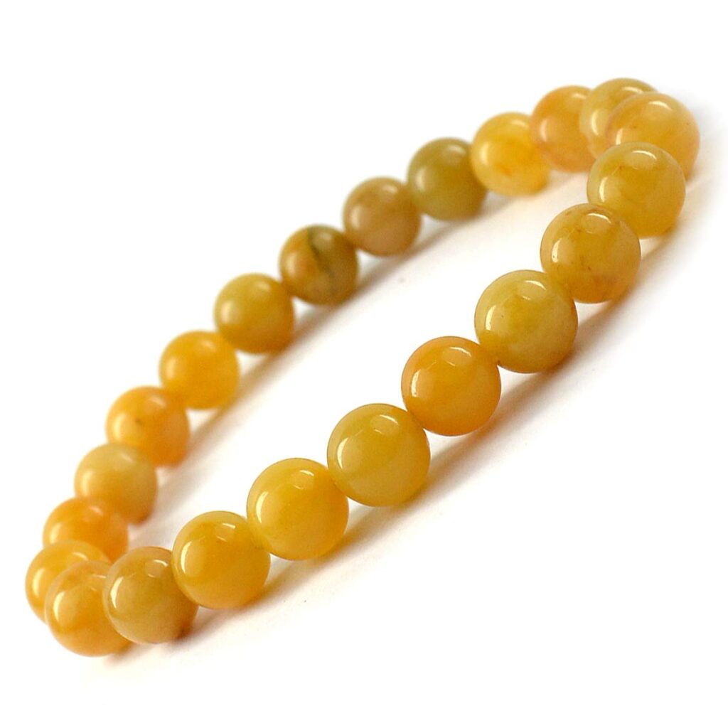 Golden Quartz Healing Crystal Bracelet - 8mm Round Beads - Beaded Bracelet