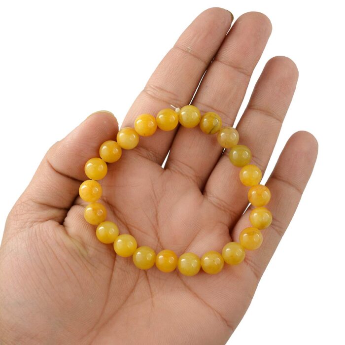 Golden Quartz Healing Crystal Bracelet - 8mm Round Beads - Beaded Bracelet