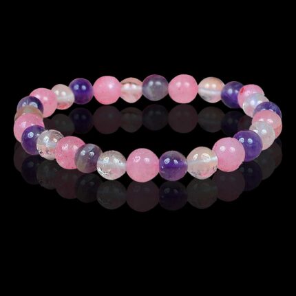    Mind Body Soul  Natural Healing Crystal Bracelet - 8mm Round Beads - Beaded Bracelet