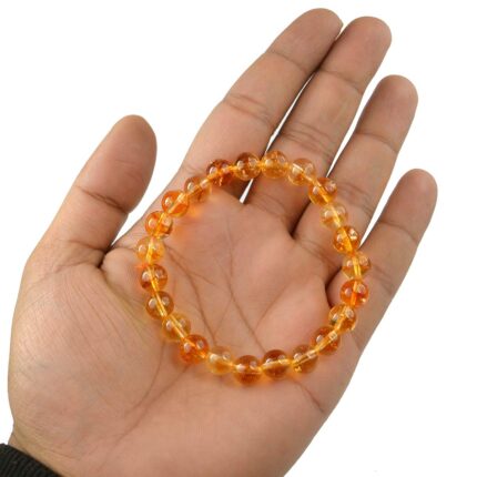 Citrine Natural Healing Crystal Bracelet - 8mm Round Beads - Beaded Bracelet