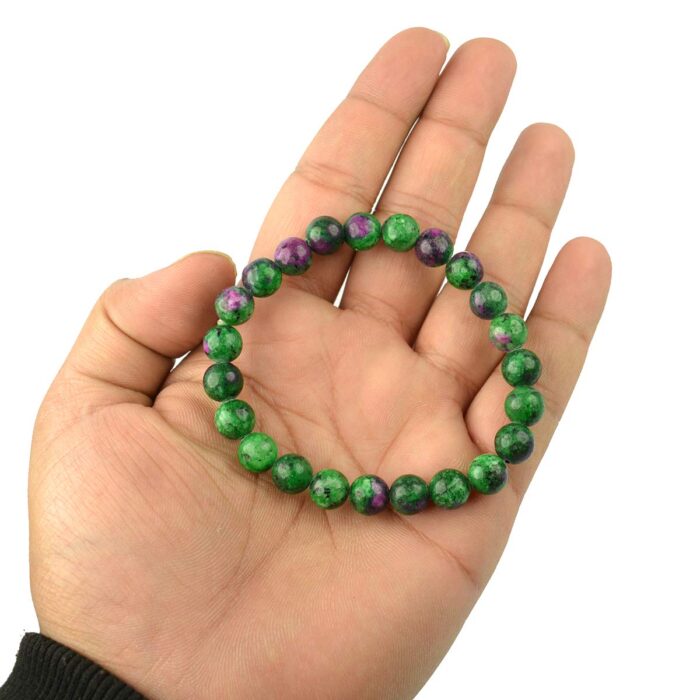 Ruby Zoisite Natural Healing Crystal Bracelet - 8mm Round Beads - Beaded Bracelet