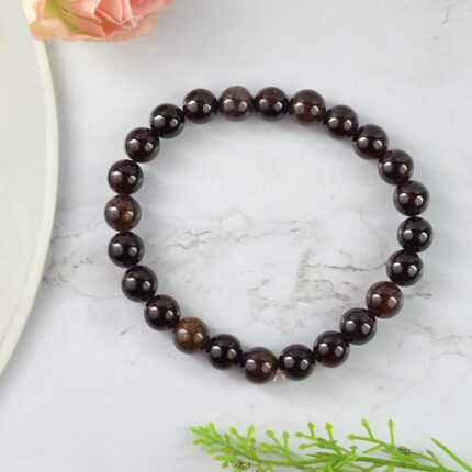 Garnet Natural Healing Crystal Bracelet - 8mm Round Beads - Beaded Bracelet