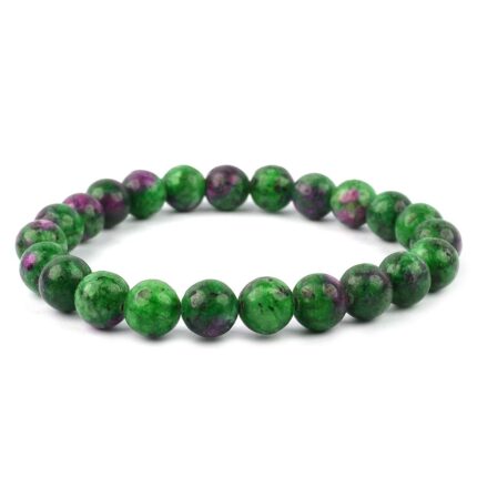 Ruby Zoisite Natural Healing Crystal Bracelet - 8mm Round Beads - Beaded Bracelet