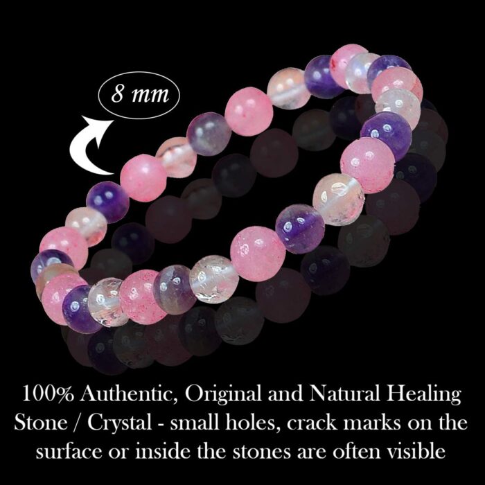    Mind Body Soul  Natural Healing Crystal Bracelet - 8mm Round Beads - Beaded Bracelet
