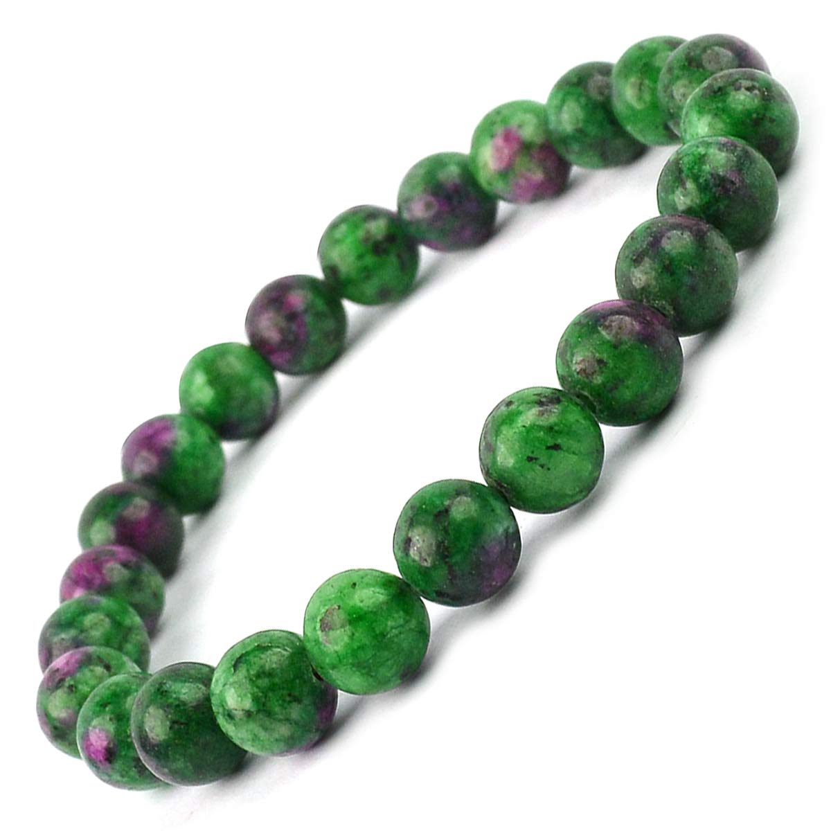 Ruby Zoisite Natural Healing Crystal Bracelet - 8mm Round Beads - Beaded Bracelet