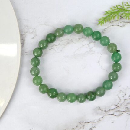 Green Jade Healing Crystal Bracelet - 8mm Round Beads - Beaded Bracelet