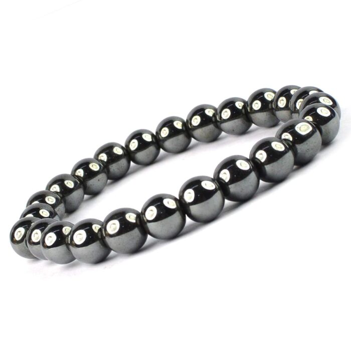  Hematite Natural Healing Crystal Bracelet - 8mm Round Beads - Beaded Bracelet