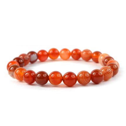 Carnelian Natural Healing Crystal Bracelet - 8mm Round Beads - Beaded Bracelet