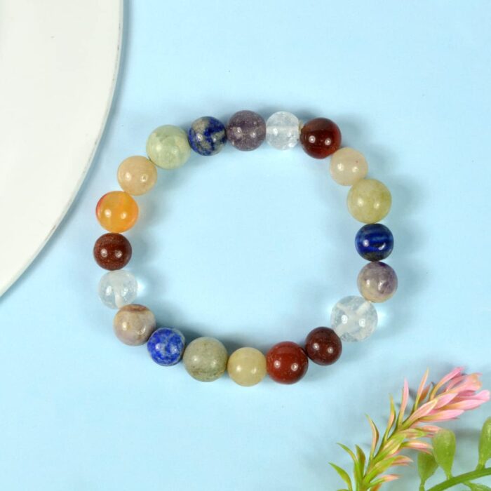 7 Chakra Natural Healing Crystal Bracelet - 8mm Round Beads - Beaded Bracelet