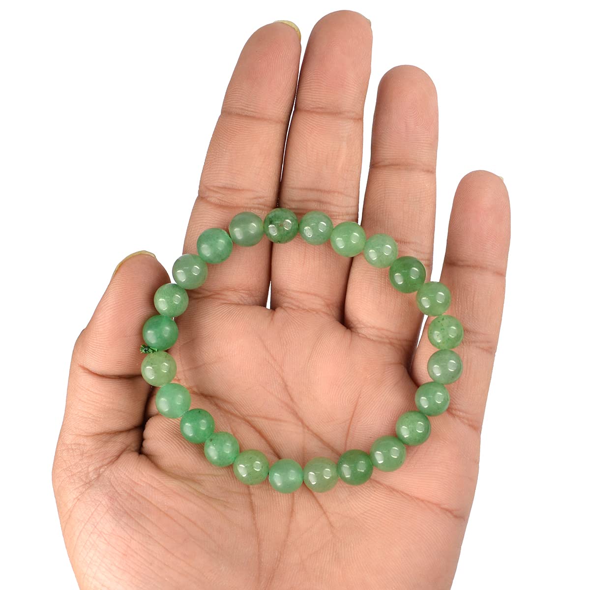 Green Jade Healing Crystal Bracelet - 8mm Round Beads - Beaded Bracelet