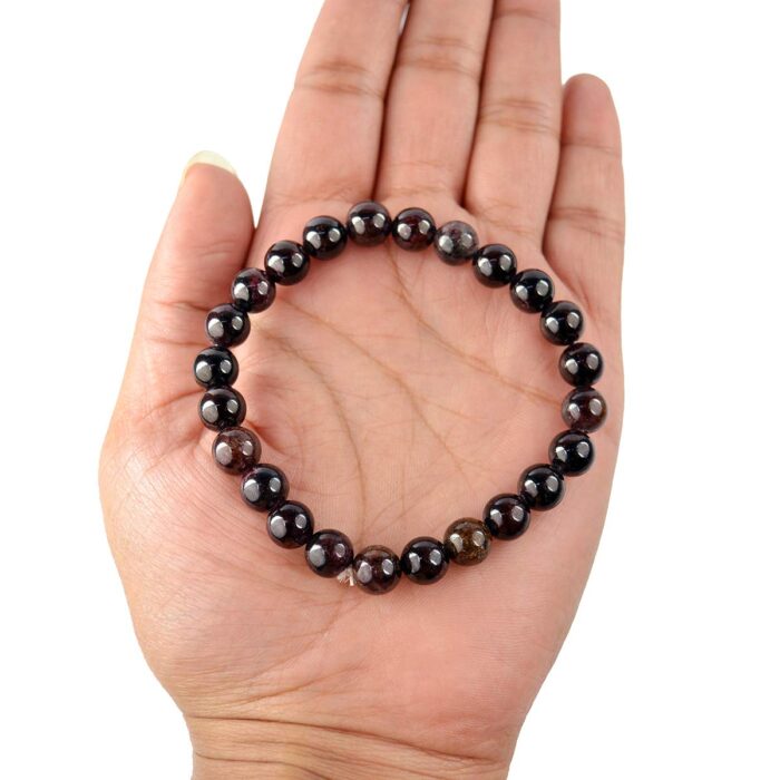 Garnet Natural Healing Crystal Bracelet - 8mm Round Beads - Beaded Bracelet
