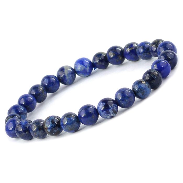    Lapis Lazuli Natural Healing Crystal Bracelet - 8mm Round Beads - Beaded Bracelet
