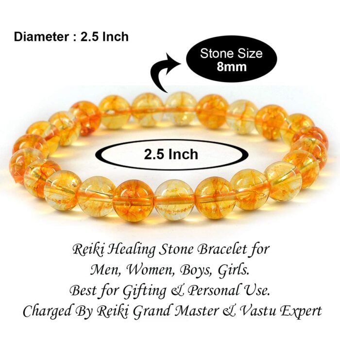 Citrine Natural Healing Crystal Bracelet - 8mm Round Beads - Beaded Bracelet