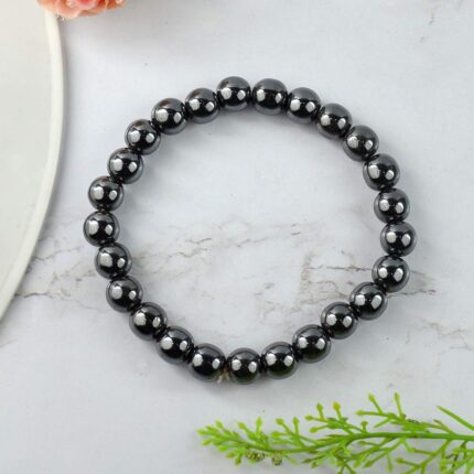  Hematite Natural Healing Crystal Bracelet - 8mm Round Beads - Beaded Bracelet