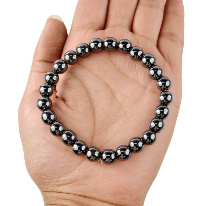  Hematite Natural Healing Crystal Bracelet - 8mm Round Beads - Beaded Bracelet