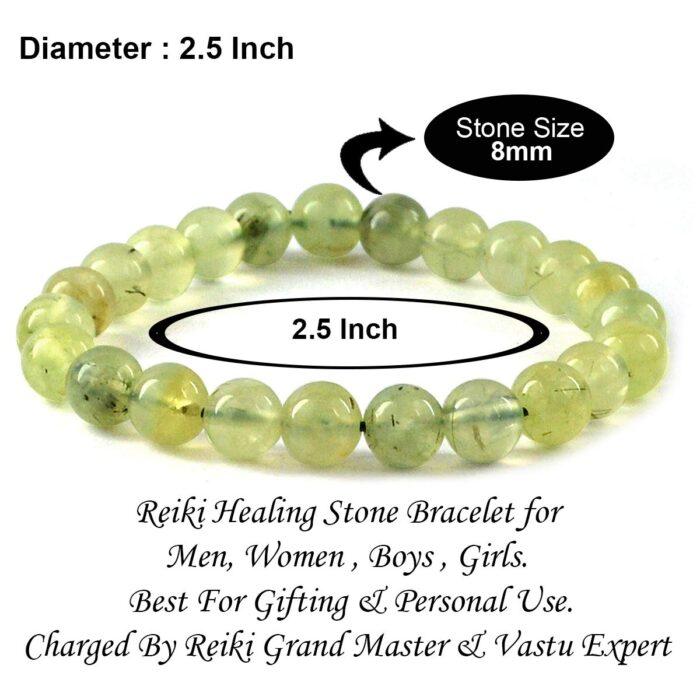Prehnite / Epidote Natural Healing Crystal Bracelet - 8mm Round Beads - Beaded Bracelet
