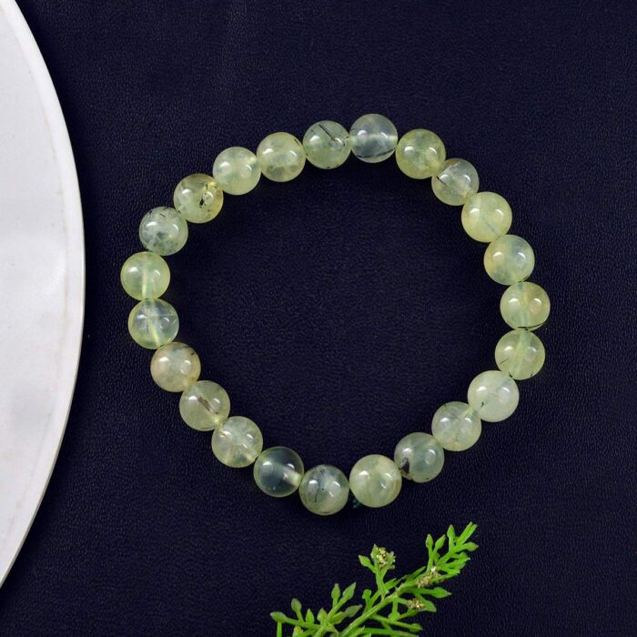 Prehnite / Epidote Natural Healing Crystal Bracelet - 8mm Round Beads - Beaded Bracelet