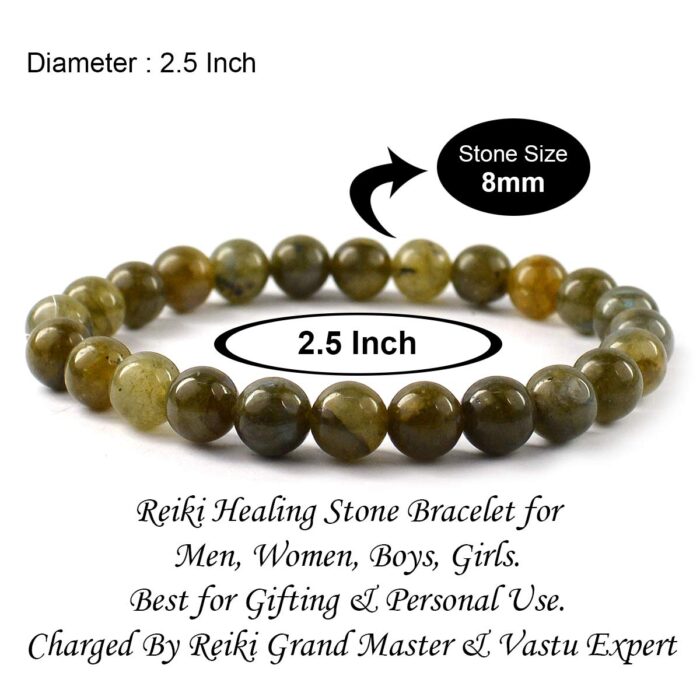    Labradorite Natural Healing Crystal Bracelet - 8mm Round Beads - Beaded Bracelet