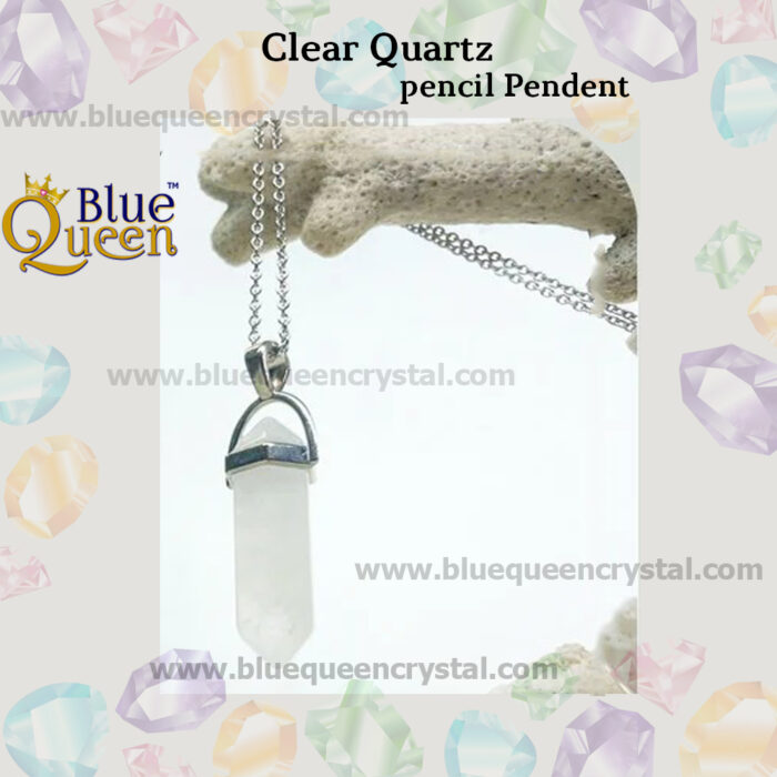 Bluequeen Clear Quartz Unisex Pendent with Chain