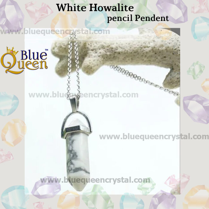Bluequeen White Howalite Unisex Pendent with Chain
