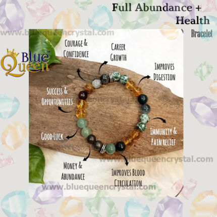 Bluequeen Abundance + Health + Wellness Crystal Bracelet