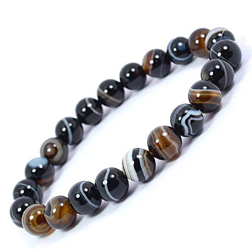 Sulemani Hakik / Botswana Agate Natural Healing Crystal Bracelet - 8mm Round Beads - Beaded Bracelet