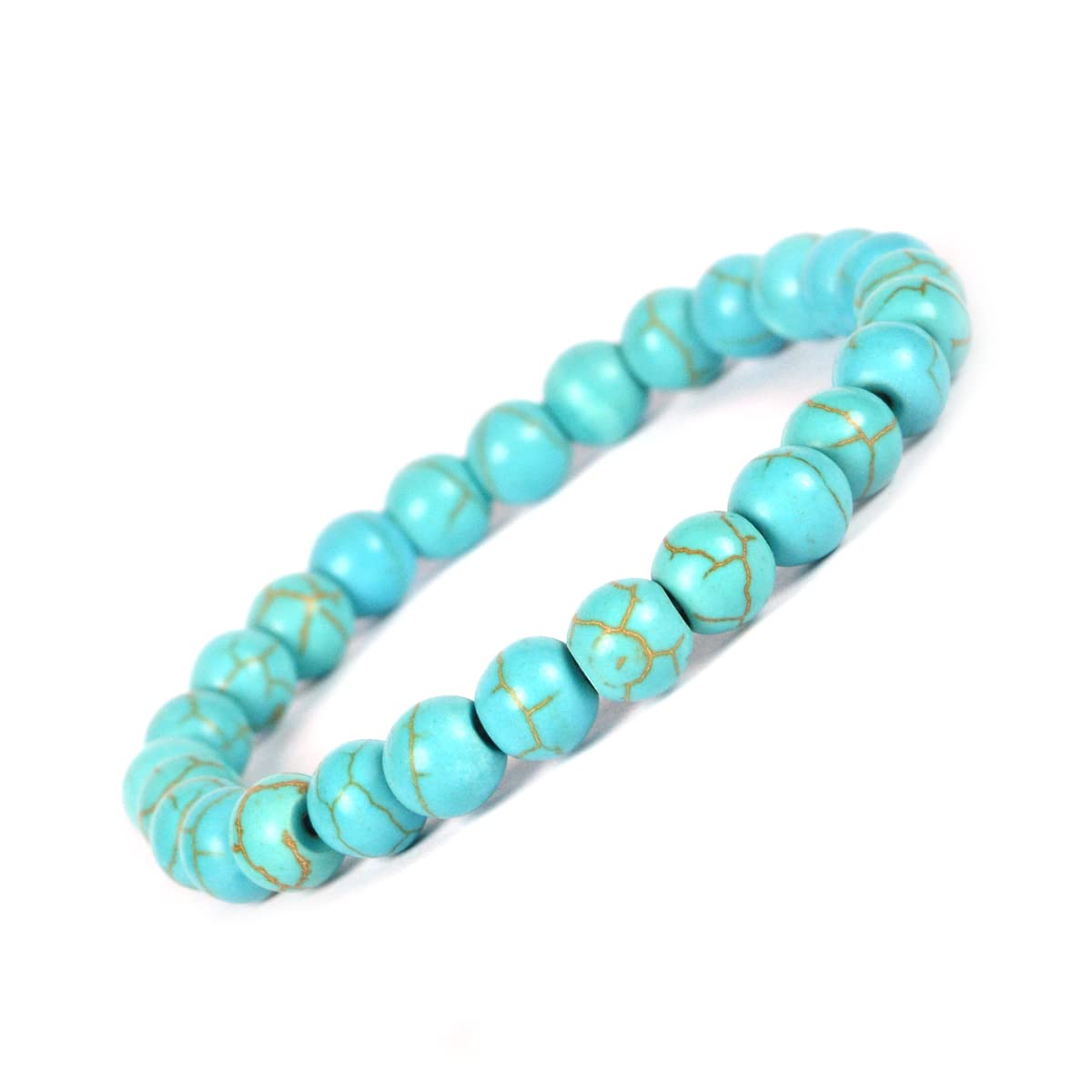 Turquoise Natural Healing Crystal Bracelet - 8mm Round Beads - Beaded Bracelet