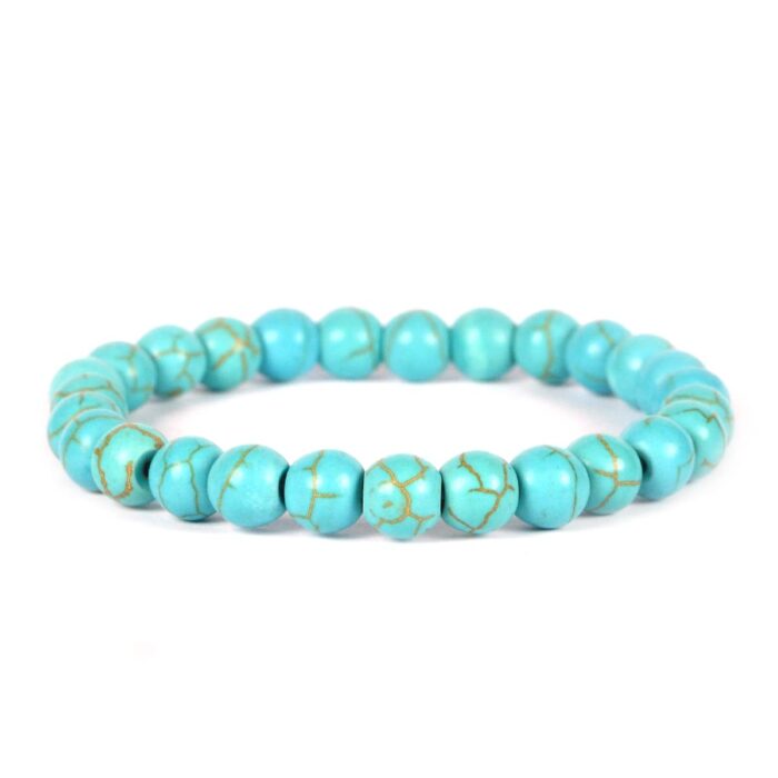 Turquoise Natural Healing Crystal Bracelet - 8mm Round Beads - Beaded Bracelet
