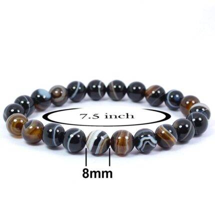 Sulemani Hakik / Botswana Agate Natural Healing Crystal Bracelet - 8mm Round Beads - Beaded Bracelet