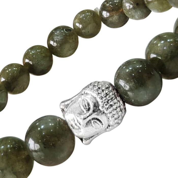 Bluequeen Labradorite Crystal Elastic 8mm Stretch Crystal Yoga,Meditation Buddha Bracelet