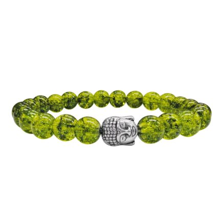 Bluequeen Peridot Crystal Elastic 8mm Stretch Crystal Yoga,Meditation Buddha Bracelet