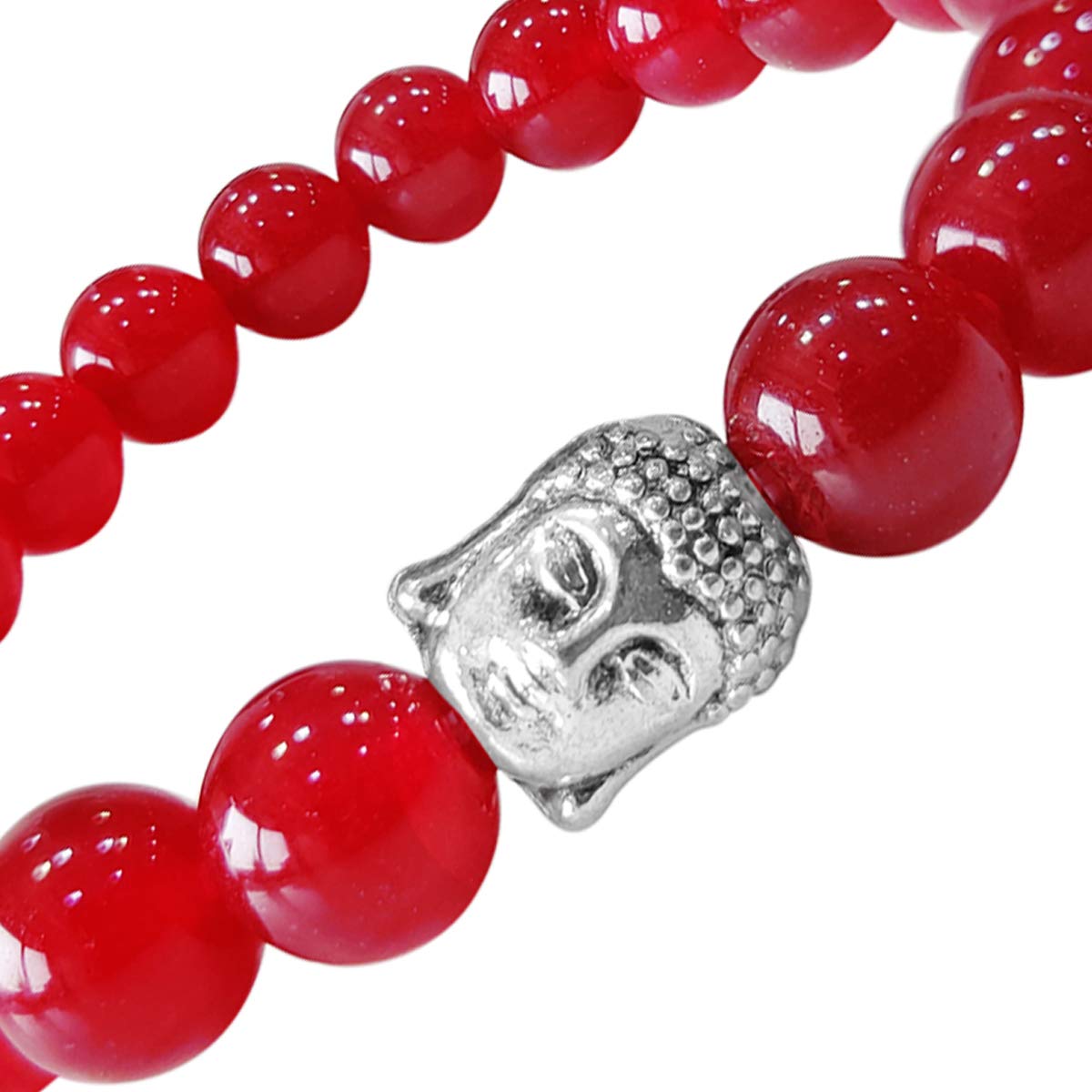 Bluequeen Onyx Ruby Crystal Elastic 8mm Stretch Crystal Yoga,Meditation Buddha Bracelet