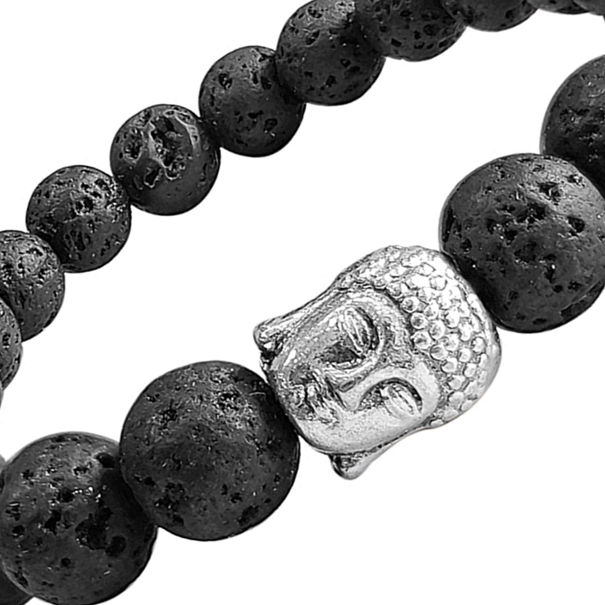Bluequeen Lava Crystal Elastic 8mm Stretch Crystal Yoga Meditation Buddha Bracelet