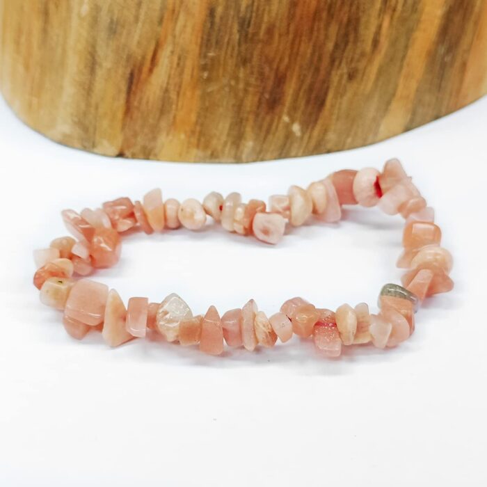 Peach Moonstone Crystal Chips Bracelet