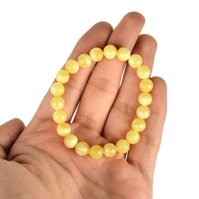 Yellow Jade Natural Healing Crystal Bracelet - 8mm Round Beads - Beaded Bracelet