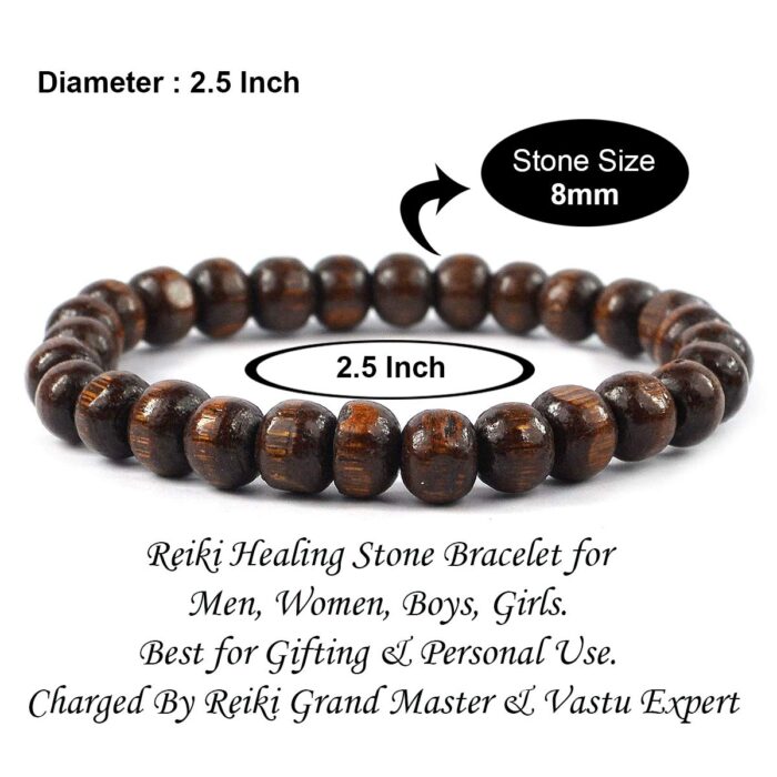 Wood Natural Healing Crystal Bracelet - 8mm Round Beads - Beaded Bracelet