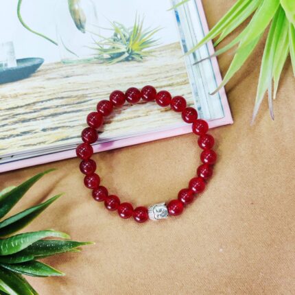 Bluequeen Onyx Ruby Crystal Elastic 8mm Stretch Crystal Yoga,Meditation Buddha Bracelet