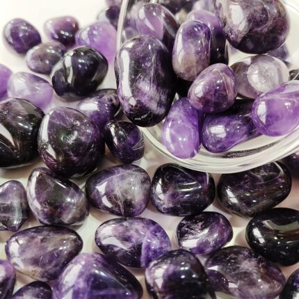Bluequeen Natural Zambian Amethyst Tumble Stones for Reiki Healing Crystal Purple Amethyst Tumbled Stones 200 Grams