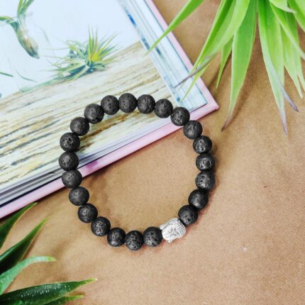 Bluequeen Lava Crystal Elastic 8mm Stretch Crystal Yoga Meditation Buddha Bracelet