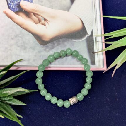 Bluequeen Green Aventurine Crystal Elastic 8mm Stretch Crystal Yoga,Meditation Buddha Bracelet