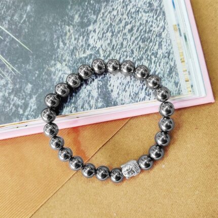 Bluequeen Shungite Crystal Elastic 8mm Stretch Crystal Yoga,Meditation Buddha Bracelet