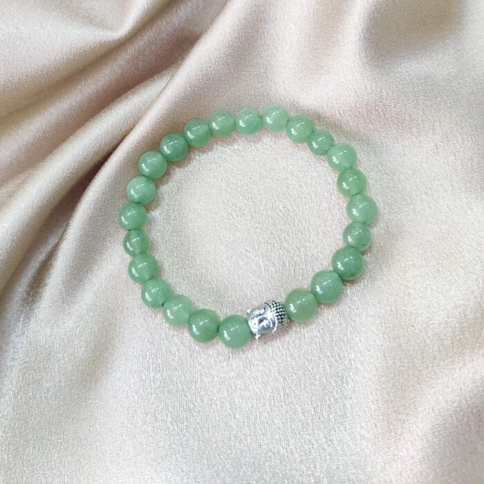 Bluequeen Green Aventurine Crystal Elastic 8mm Stretch Crystal Yoga,Meditation Buddha Bracelet