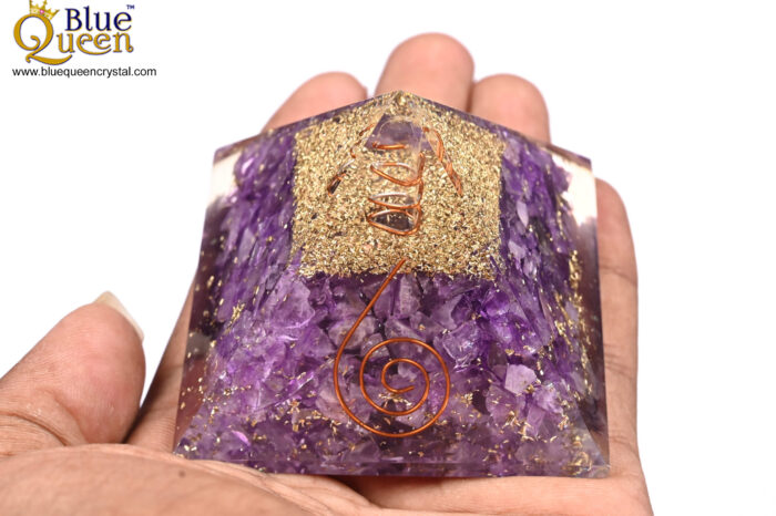 Amethyst Orgonite Pyramid For Energy Healing