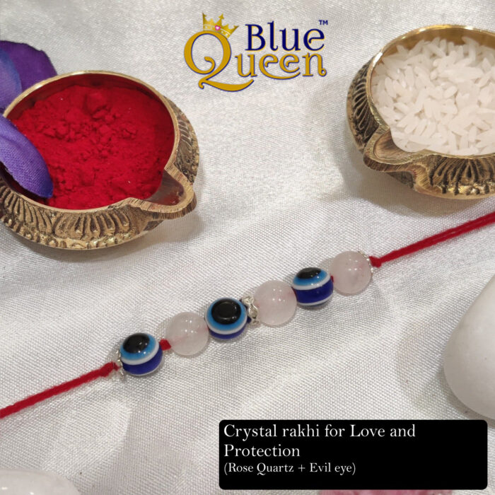 Designer Rakhi Rose Quartz-Evil Eye