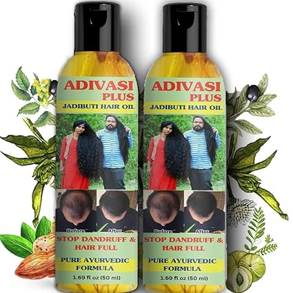 BlueQueen Herbal Hair Oil - Nourishing Hair Oil with Amla & Bhringraj for Reduced Hair Fall, Strengthened Roots, and Enhanced Hair Growth - 50 Ml 1.76 Oz - Pack of 2